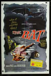 h038 BAT one-sheet movie poster '59 Vincent Price, great horror image!