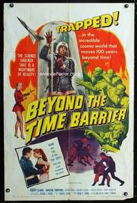 h048 BEYOND THE TIME BARRIER one-sheet movie poster '59 Edgar Ulmer, MCP!