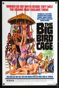 h051 BIG BIRD CAGE one-sheet movie poster '72 Pam Grier, sexy Joe Smith art!