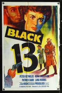 h058 BLACK 13 one-sheet movie poster '54 Peter Reynolds, Rona Anderson