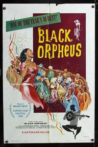 h062 BLACK ORPHEUS one-sheet movie poster '60 Marcel Camus, Orfeu Negro