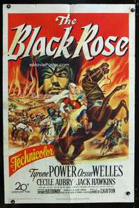 h063 BLACK ROSE one-sheet movie poster '50 Tyrone Power, Orson Welles