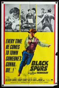 h065 BLACK SPURS one-sheet movie poster '65 Rory Calhoun, Linda Darnell