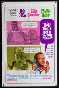 h087 BOY DID I GET A WRONG NUMBER one-sheet movie poster '66 Hope, Sommer