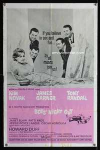 h092 BOYS' NIGHT OUT one-sheet movie poster '62 Garner, sexy Kim Novak!
