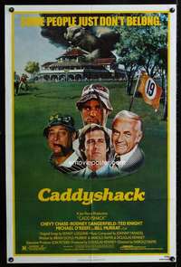 h104 CADDYSHACK one-sheet movie poster '80 Chevy Chase, Bill Murray, Rodney