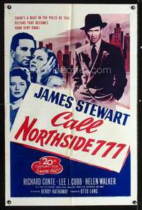 h107 CALL NORTHSIDE 777 one-sheet movie poster R55 Jimmy Stewart