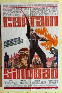 h111 CAPTAIN SINDBAD one-sheet movie poster '63 Guy Williams, Armendariz
