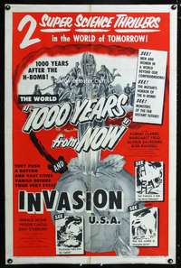 h112 CAPTIVE WOMEN/INVASION U.S.A. one-sheet movie poster '56 sci-fi!
