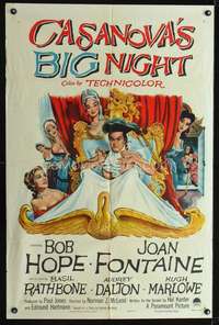 h115 CASANOVA'S BIG NIGHT one-sheet movie poster '54 Bob Hope, Fontaine