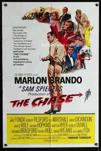 h123 CHASE one-sheet movie poster '66 Marlon Brando, Jane Fonda, Redford