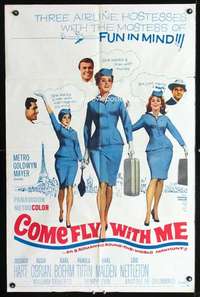 h132 COME FLY WITH ME one-sheet movie poster '63 sexy airline hostesses!