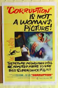 h137 CORRUPTION one-sheet movie poster '68 Peter Cushing, Sue Lloyd