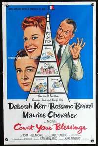 h138 COUNT YOUR BLESSINGS one-sheet movie poster '59 Deborah Kerr, Brazzi