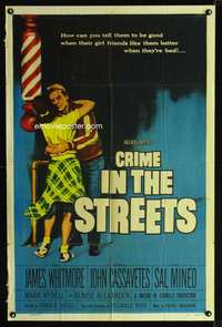 h144 CRIME IN THE STREETS one-sheet movie poster '56 1st John Cassavetes!