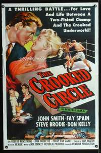 h145 CROOKED CIRCLE one-sheet movie poster '57 cool boxing film noir!