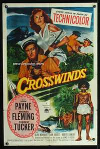 h148 CROSSWINDS one-sheet movie poster '51 John Payne, Rhonda Fleming