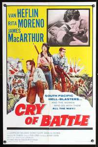 h151 CRY OF BATTLE one-sheet movie poster '63 Van Heflin, Rita Moreno