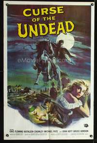 h152 CURSE OF THE UNDEAD one-sheet movie poster '59 lustful fiend!