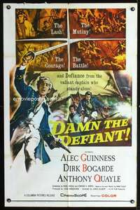 h154 DAMN THE DEFIANT one-sheet movie poster '62 Alec Guinness, Bogarde