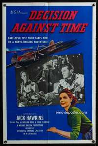 h163 DECISION AGAINST TIME one-sheet movie poster '57 British test pilots!