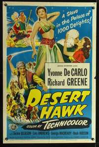 h166 DESERT HAWK one-sheet movie poster '50 sexy Yvonne De Carlo!