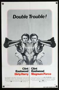 h176 DIRTY HARRY/MAGNUM FORCE one-sheet movie poster '75 Clint Eastwood
