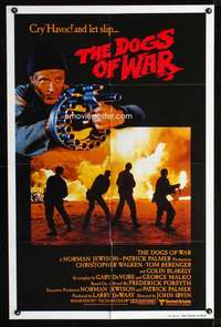 h178 DOGS OF WAR int'l one-sheet movie poster '81 Walken w/BIG gun!