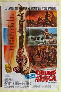h186 DRUMS OF AFRICA one-sheet movie poster '63 Avalon, Mariette Hartley