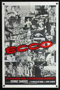 h189 ECCO one-sheet movie poster '65 incredible orgy of sights & sounds!