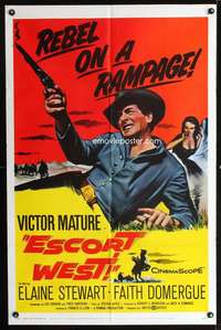 h195 ESCORT WEST one-sheet movie poster '59 Victor Mature, Elaine Stewart