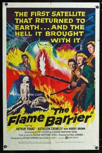h214 FLAME BARRIER one-sheet movie poster '58 wild sci-fi artwork!