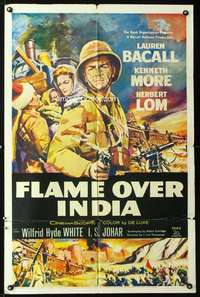 h215 FLAME OVER INDIA one-sheet movie poster '60 Lauren Bacall, Kenneth More