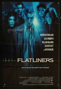 h216 FLATLINERS advance one-sheet movie poster '90 Sutherland, Julia Roberts