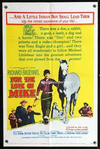 h222 FOR THE LOVE OF MIKE one-sheet movie poster '60 Indian boy & animals!