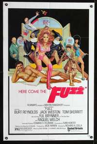 h230 FUZZ one-sheet movie poster '72 Burt Reynolds, sexy Raquel Welch!
