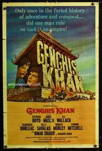 h233 GENGHIS KHAN one-sheet movie poster '65 Omar Sharif, Stephen Boyd