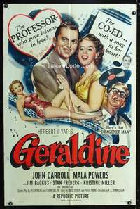 h236 GERALDINE one-sheet movie poster '53 teacher gave lessons in love!
