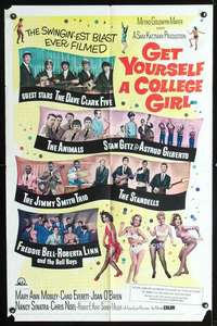 h238 GET YOURSELF A COLLEGE GIRL one-sheet movie poster '64 rock & roll!