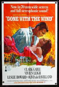 h247 GONE WITH THE WIND one-sheet movie poster R67 Clark Gable, Leigh
