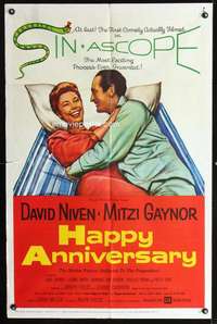 h258 HAPPY ANNIVERSARY one-sheet movie poster '59 David Niven, Gaynor