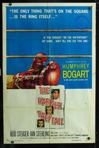h260 HARDER THEY FALL one-sheet movie poster '56 Humphrey Bogart, boxing!