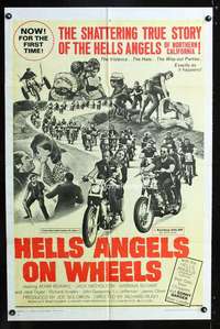 h263 HELLS ANGELS ON WHEELS one-sheet movie poster '67 biker gangs!