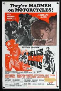 h264 HELL'S BLOODY DEVILS one-sheet movie poster '70 madmen on motorcycles!