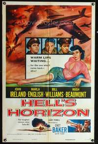 h265 HELL'S HORIZON one-sheet movie poster '55 Chet Baker & trumpet!