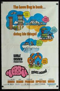 h267 HERBIE RIDES AGAIN one-sheet movie poster '74 Disney, car racing!