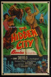 h269 HIDDEN CITY one-sheet movie poster '50 Johnny Sheffield as Bomba!