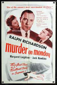 h275 HOME AT SEVEN one-sheet movie poster '52 Richardson, Murder on Monday