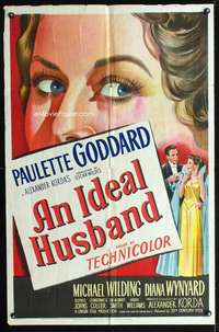 h286 IDEAL HUSBAND one-sheet movie poster '48 pretty Paulette Goddard!