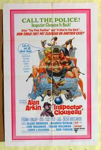 h292 INSPECTOR CLOUSEAU one-sheet movie poster '68 Arkin, Jack Davis art!